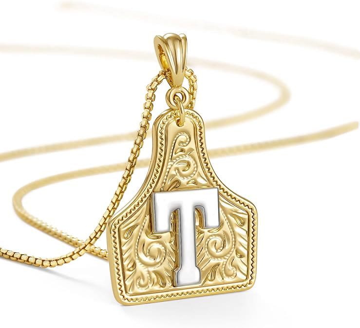 Collana con ciondolo in rilievo con lettera dorata alla moda - T - image 22