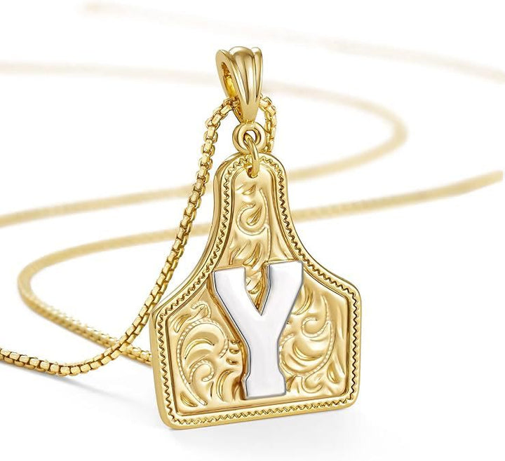 Collana con ciondolo in rilievo con lettera dorata alla moda - Y - image 27