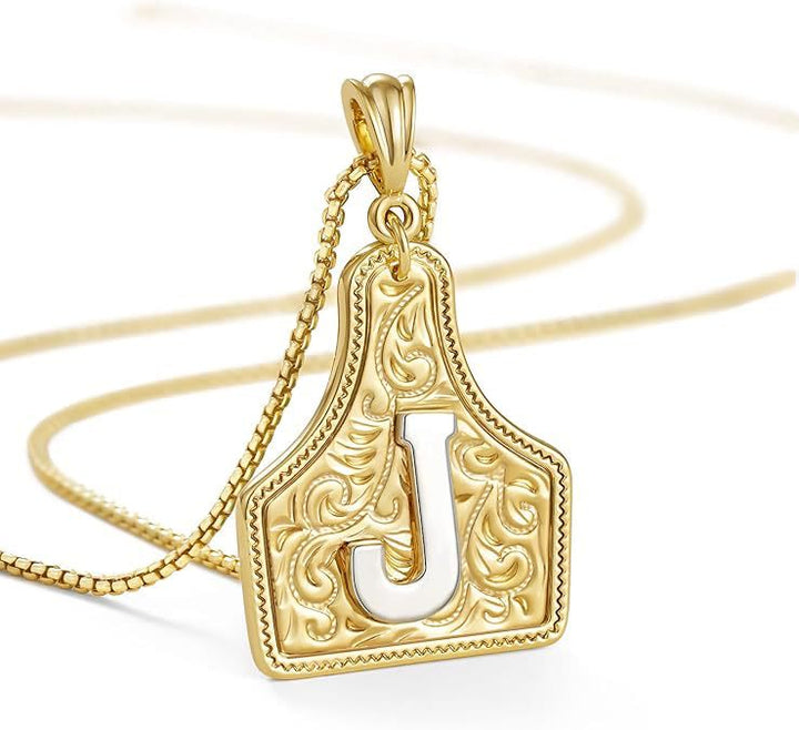 Collana con ciondolo in rilievo con lettera dorata alla moda - J - image 12