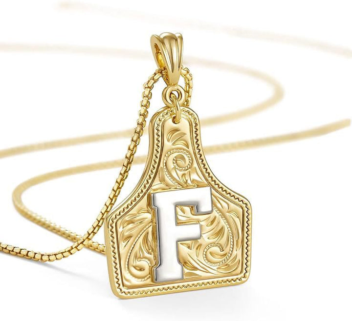 Collana con ciondolo in rilievo con lettera dorata alla moda - F - image 8
