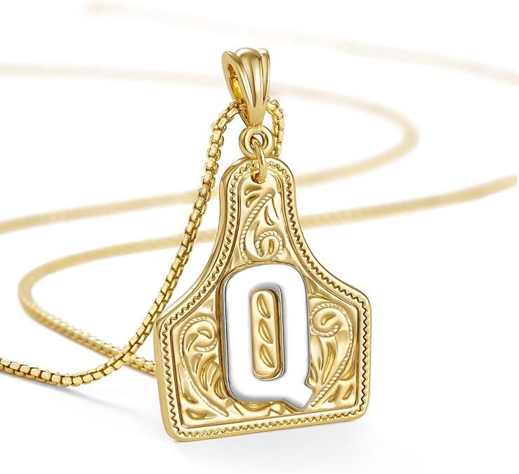 Collana con ciondolo in rilievo con lettera dorata alla moda - Q - image 19