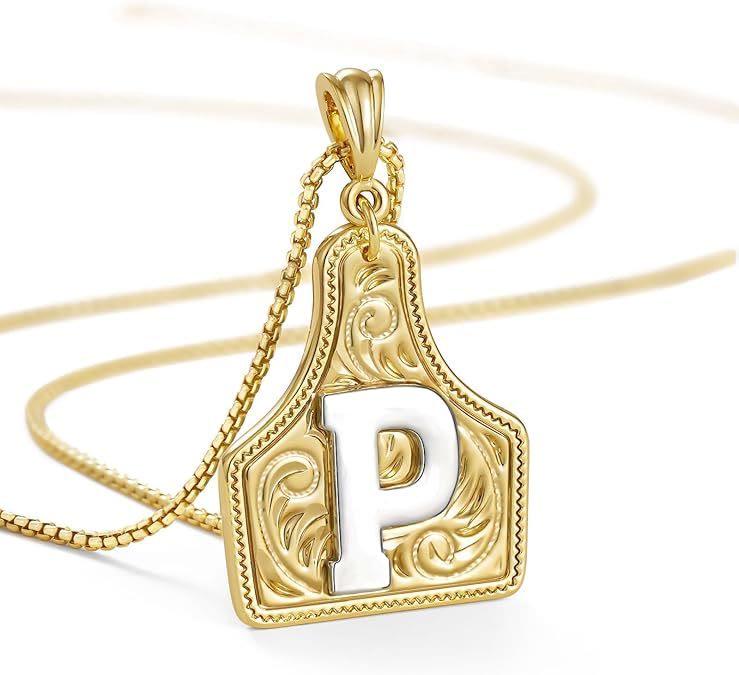 Collana con ciondolo in rilievo con lettera dorata alla moda - P - image 18