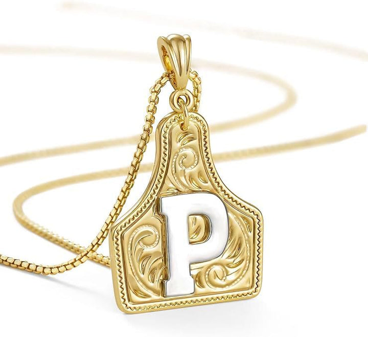 Collana con ciondolo in rilievo con lettera dorata alla moda - P - image 18