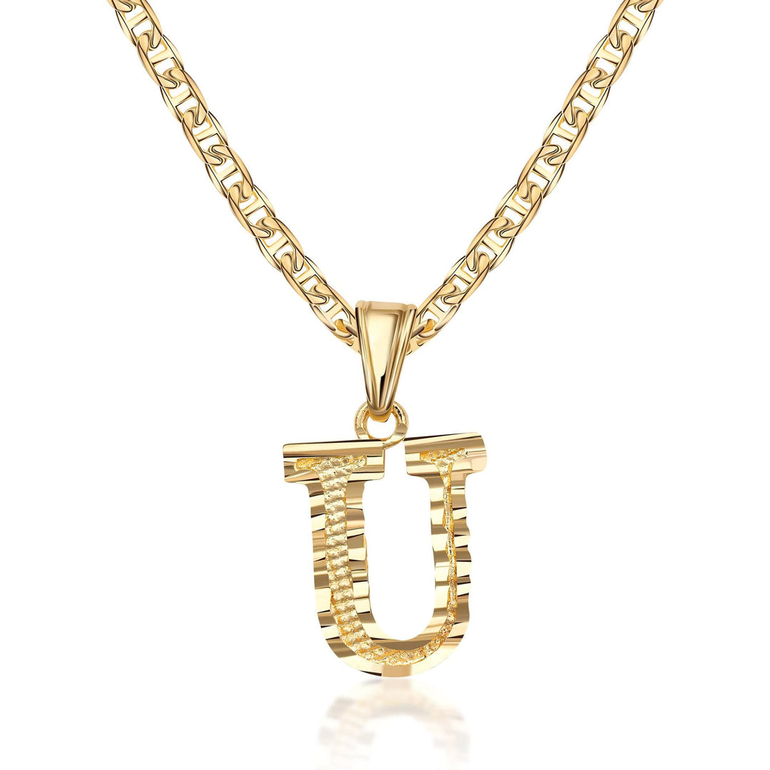 Collana con ciondolo a forma di lettera dorata semplice e nobile - U - image 21