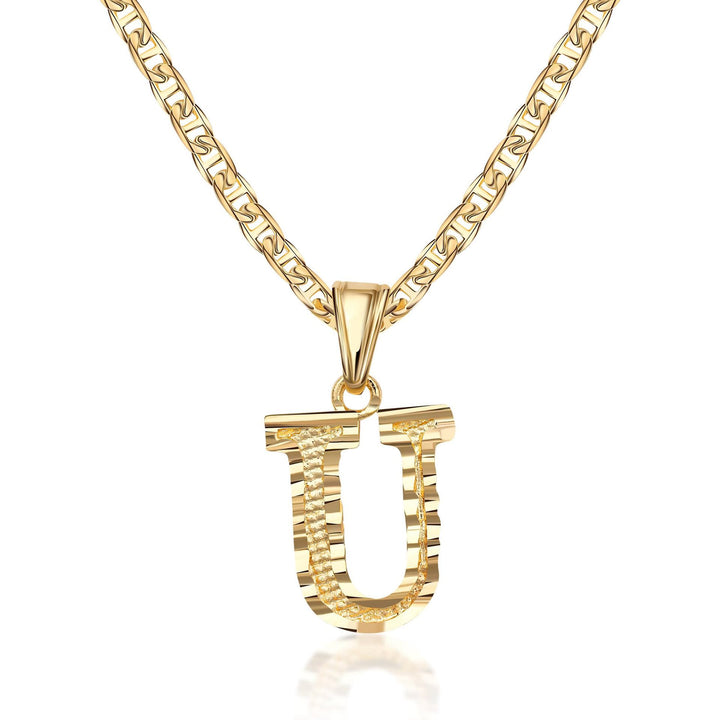 Collana con ciondolo a forma di lettera dorata semplice e nobile - U - image 21
