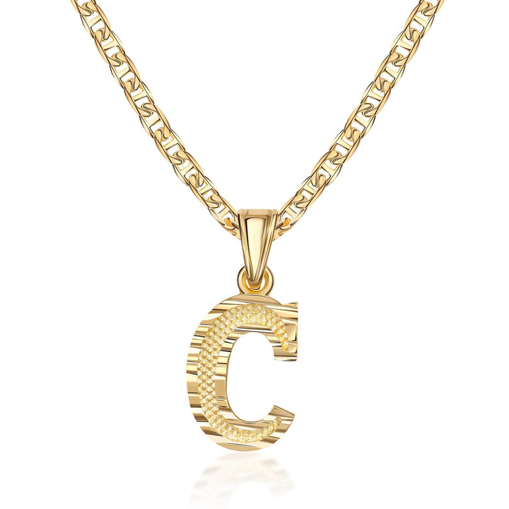 Collana con ciondolo a forma di lettera dorata semplice e nobile - C - image 4
