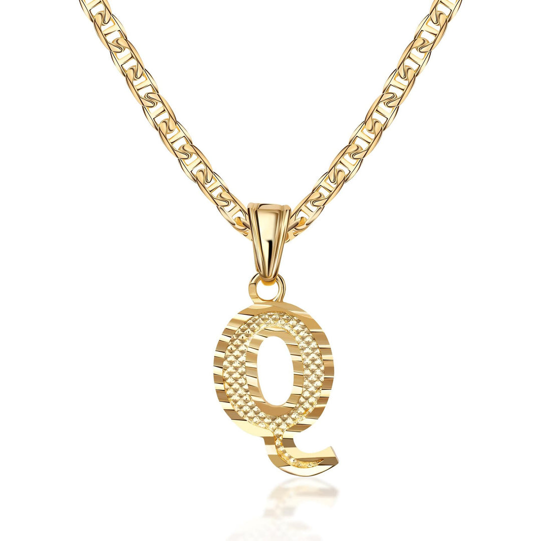 Collana con ciondolo a forma di lettera dorata semplice e nobile - Q - image 18