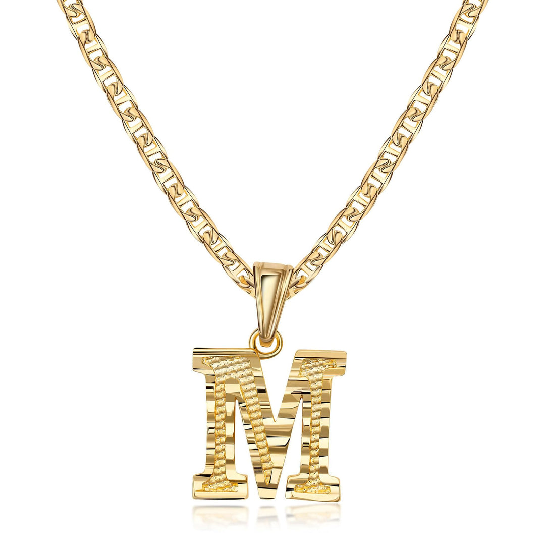 Collana con ciondolo a forma di lettera dorata semplice e nobile - M - image 14