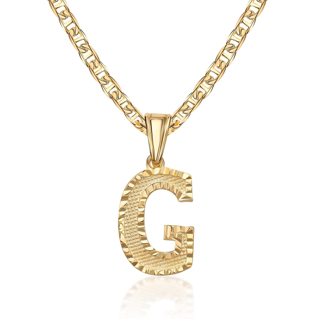 Collana con ciondolo a forma di lettera dorata semplice e nobile - G - image 8