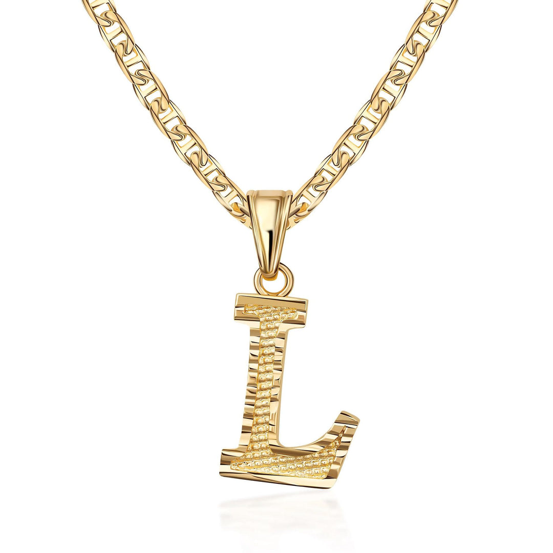 Collana con ciondolo a forma di lettera dorata semplice e nobile - L - image 13