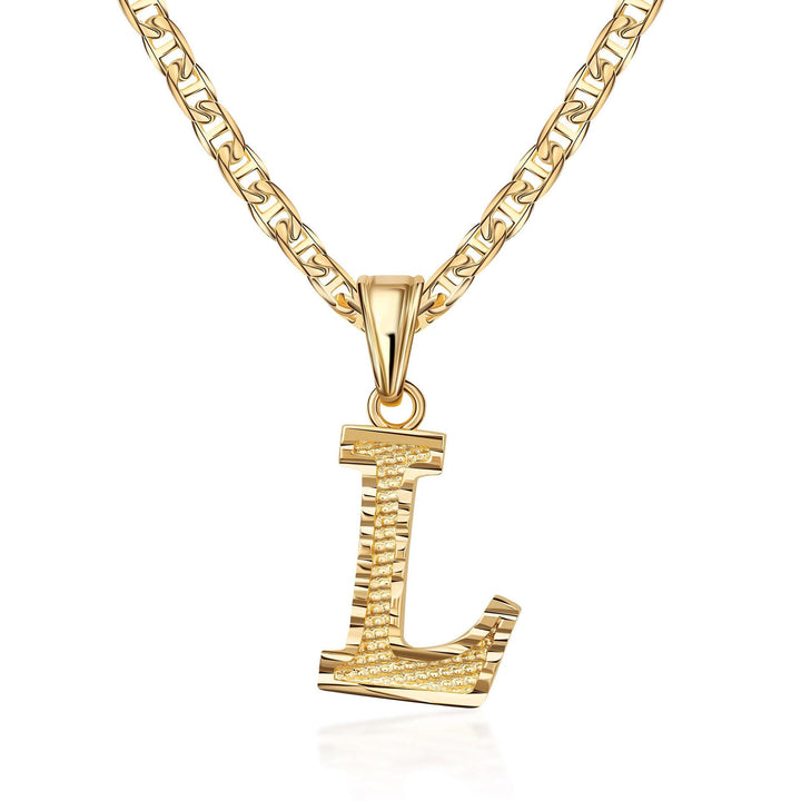 Collana con ciondolo a forma di lettera dorata semplice e nobile - L - image 13