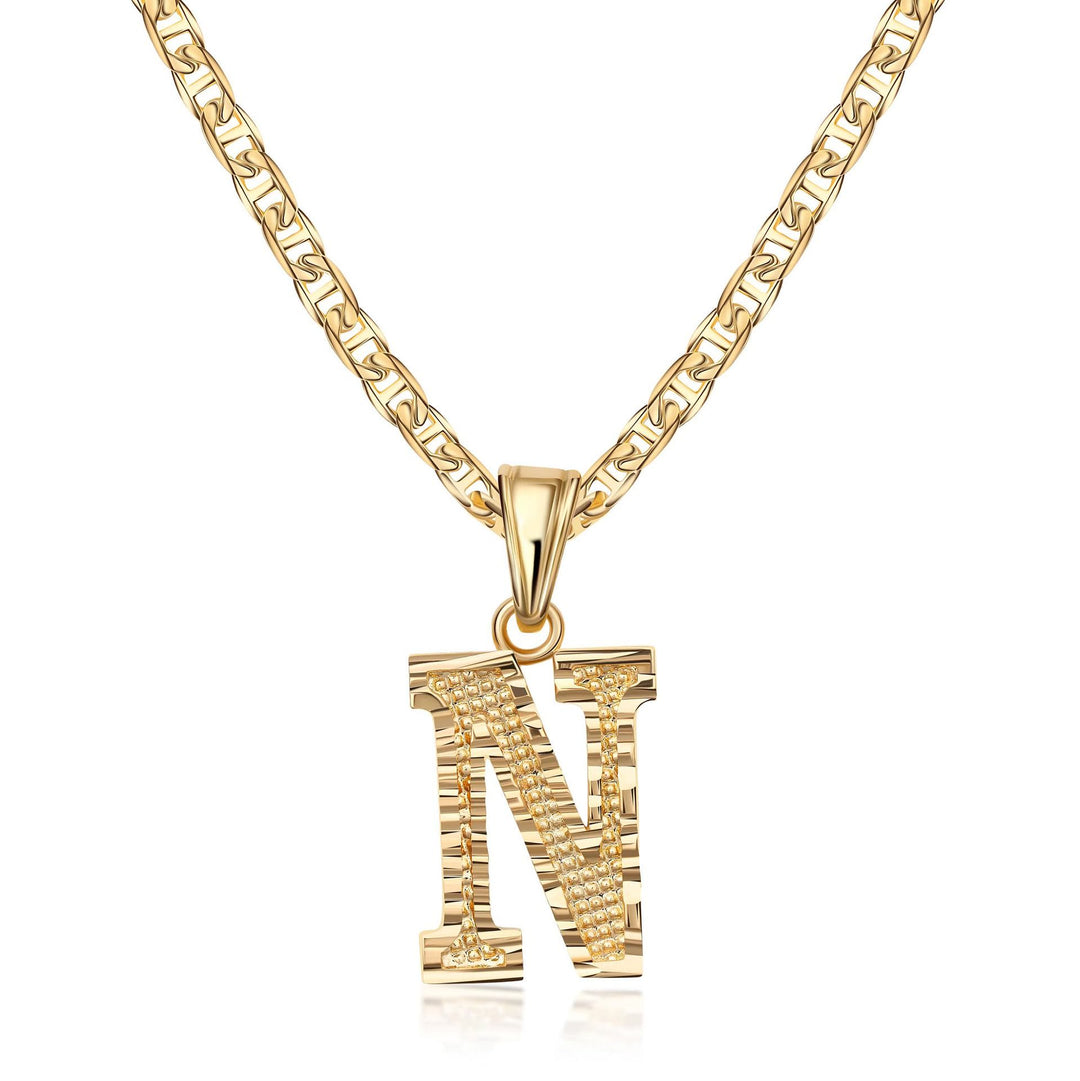 Collana con ciondolo a forma di lettera dorata semplice e nobile - N - image 15