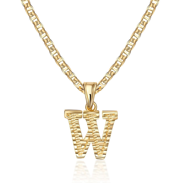 Collana con ciondolo a forma di lettera dorata semplice e nobile - W - image 23