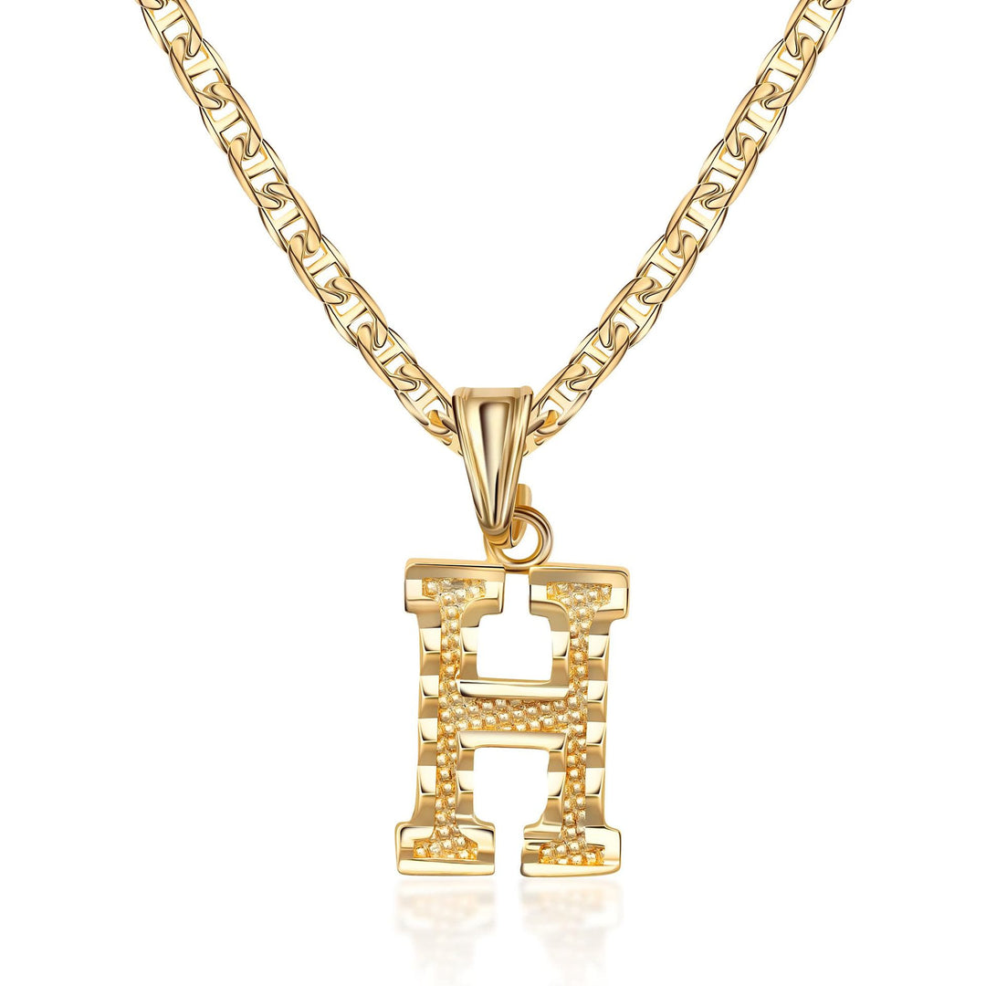Collana con ciondolo a forma di lettera dorata semplice e nobile - H - image 9