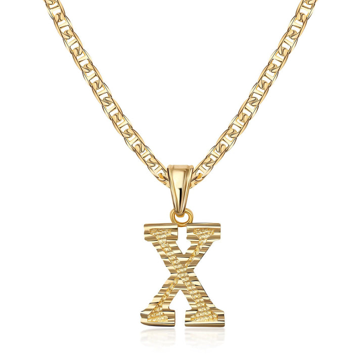 Collana con ciondolo a forma di lettera dorata semplice e nobile - X - image 24