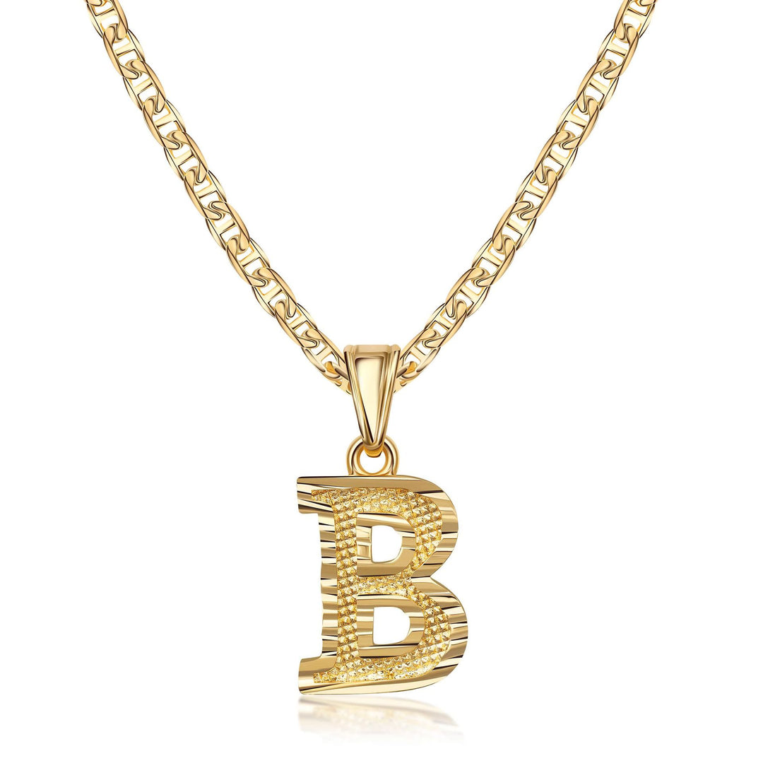 Collana con ciondolo a forma di lettera dorata semplice e nobile - B - image 3
