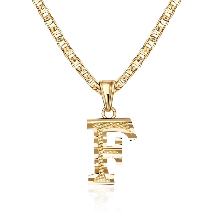 Collana con ciondolo a forma di lettera dorata semplice e nobile - F - image 7