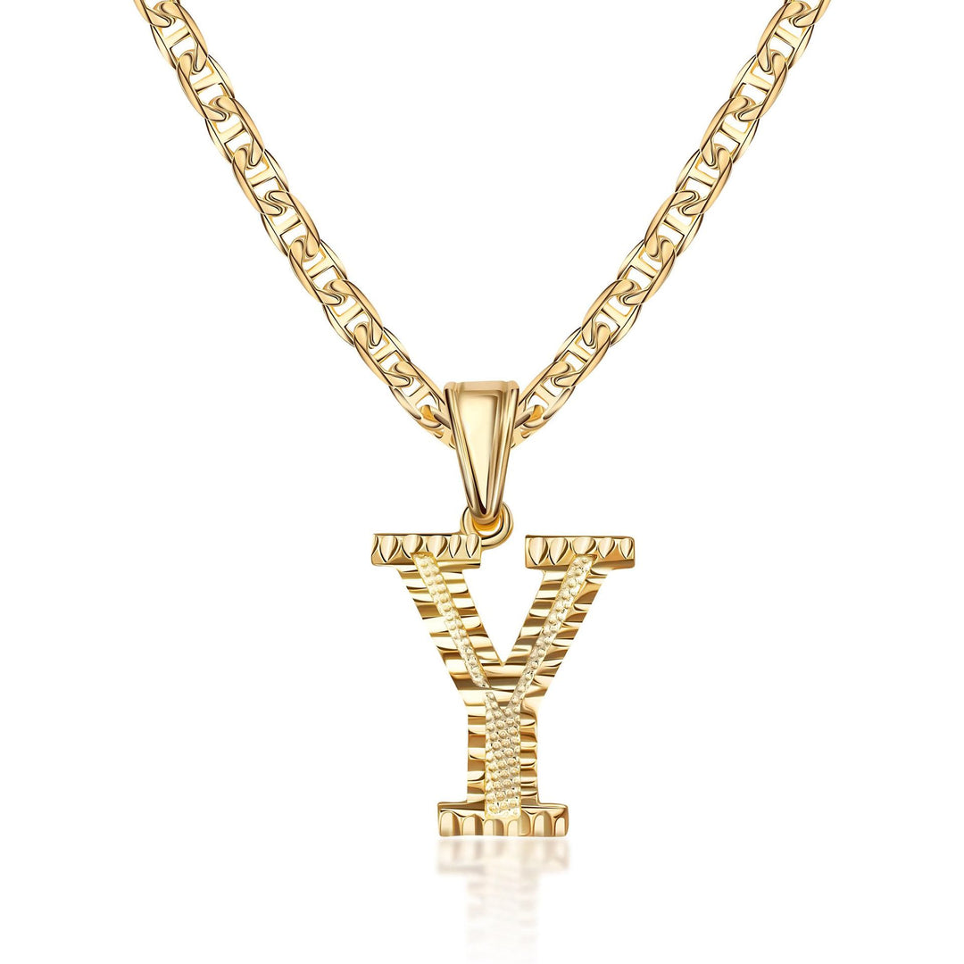 Collana con ciondolo a forma di lettera dorata semplice e nobile - Y - image 25