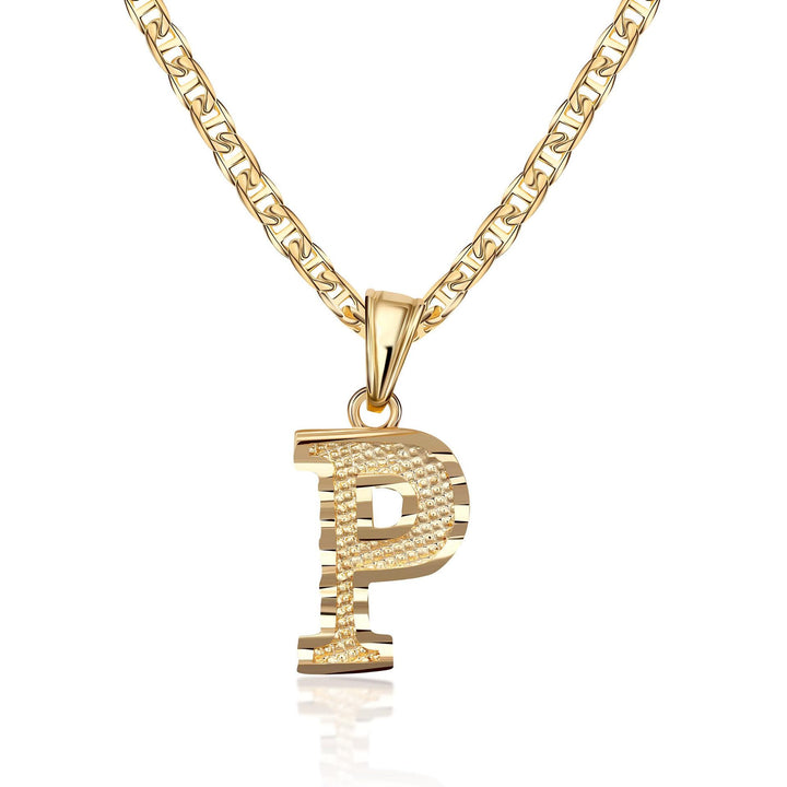 Collana con ciondolo a forma di lettera dorata semplice e nobile - P - image 17