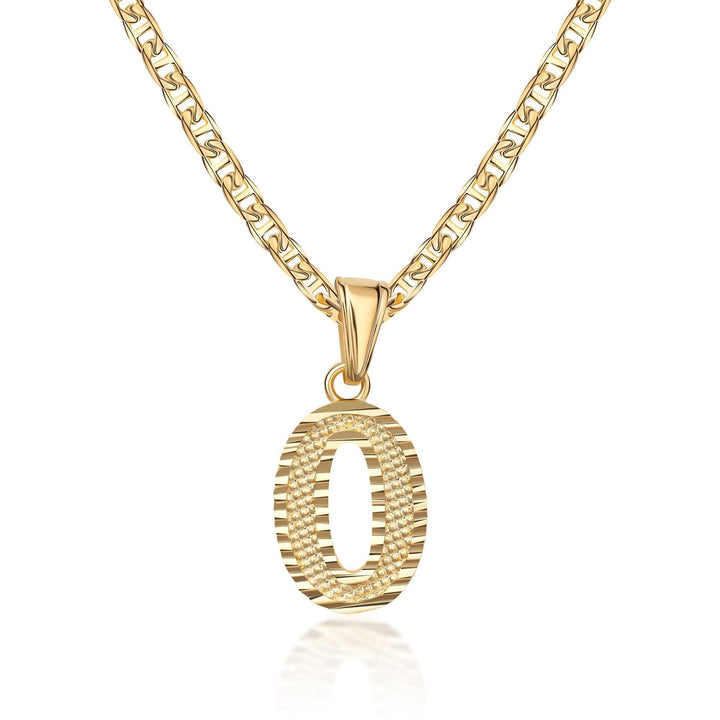 Collana con ciondolo a forma di lettera dorata semplice e nobile - O - image 16