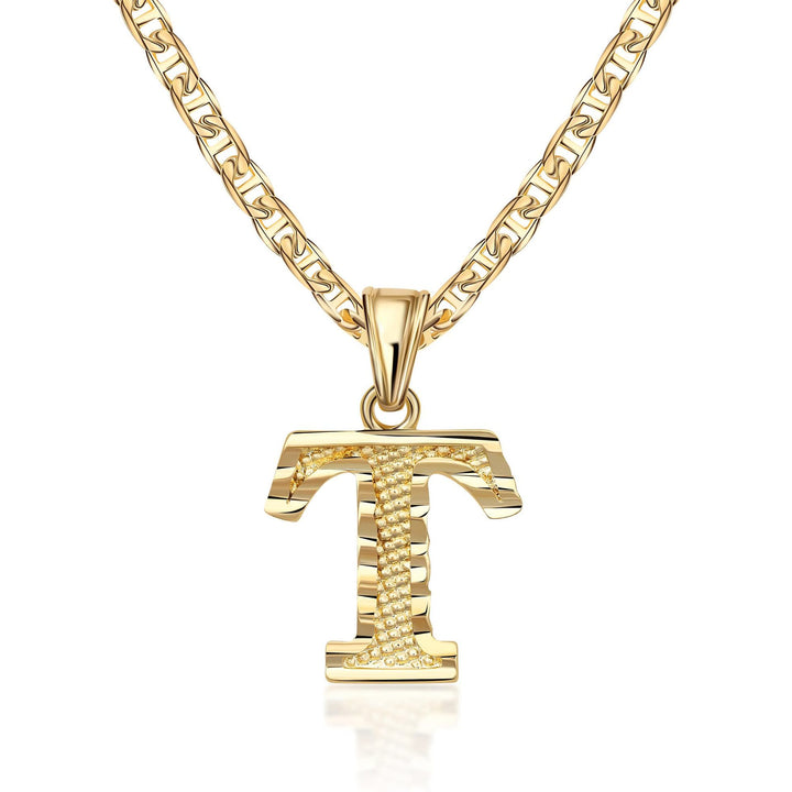 Collana con ciondolo a forma di lettera dorata semplice e nobile - T - image 20