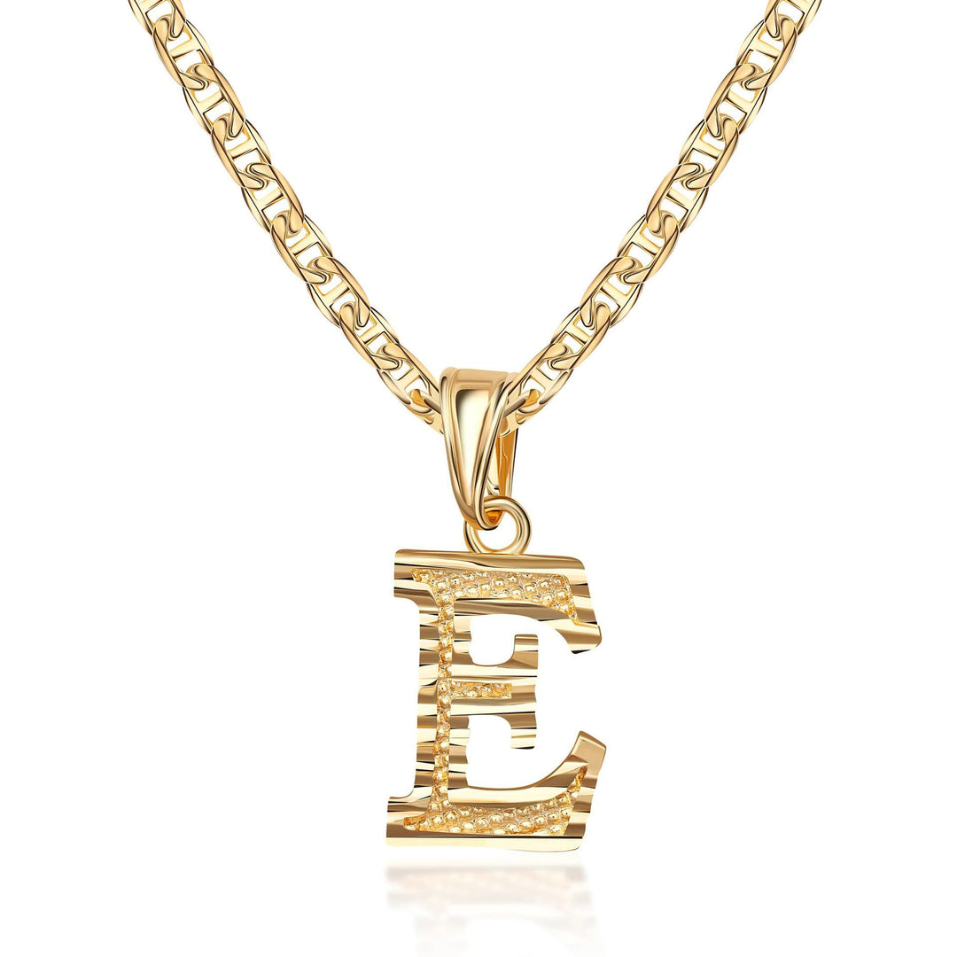 Collana con ciondolo a forma di lettera dorata semplice e nobile - E - image 6