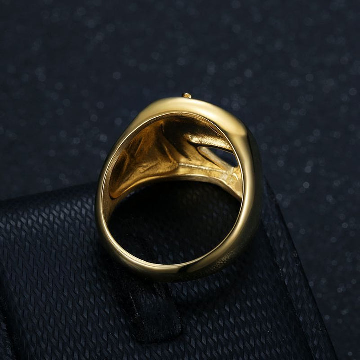 Anello personalizzato in stile western con testa di cavallo dorata - image 2