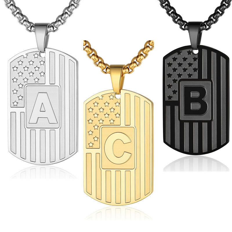 Collana con targhetta identificativa per cani con bandiera americana - image 0