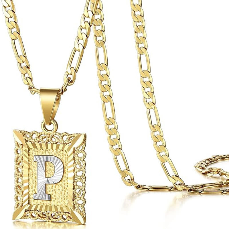 Collana dorata con lettera cava quadrata squisita - P - image 19