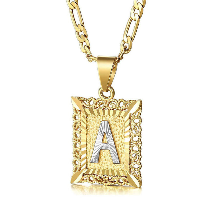 Collana dorata con lettera cava quadrata squisita - image 0