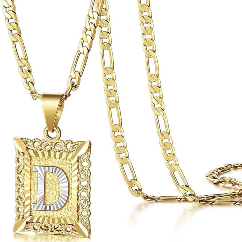 Collana dorata con lettera cava quadrata squisita - D - image 7