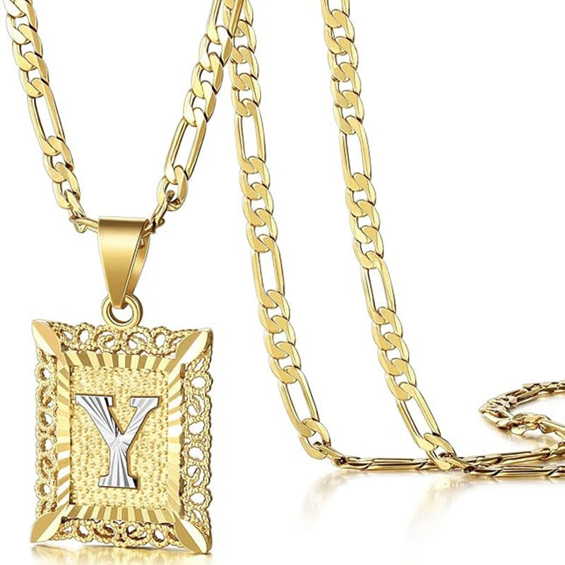Collana dorata con lettera cava quadrata squisita - Y - image 28