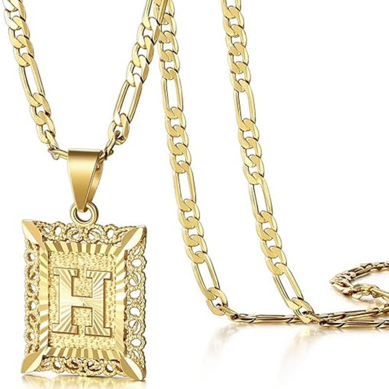Collana dorata con lettera cava quadrata squisita - H - image 11