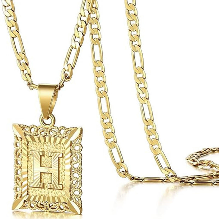 Collana dorata con lettera cava quadrata squisita - H - image 11