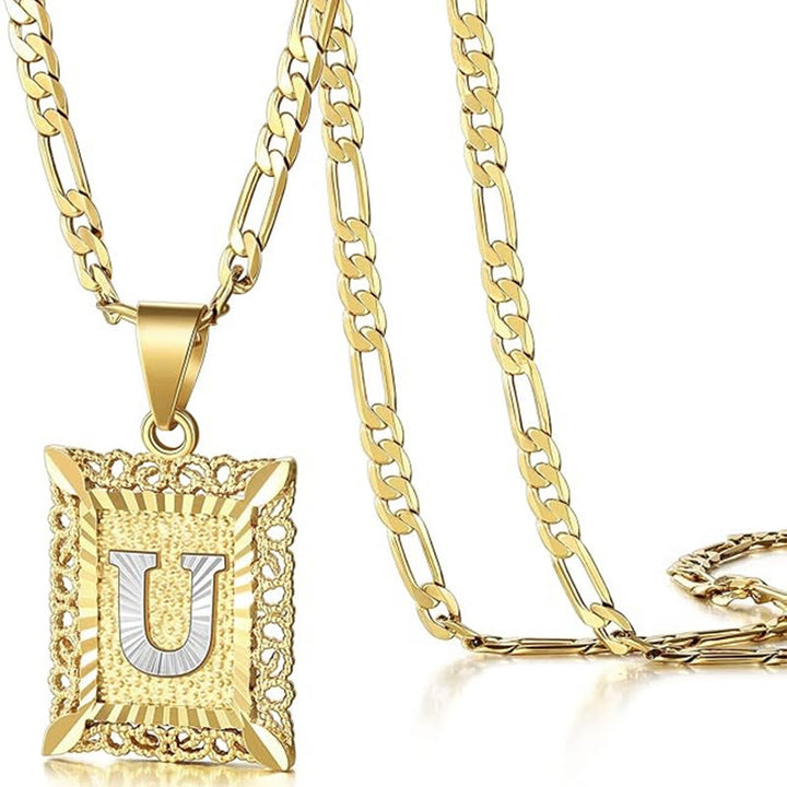 Collana dorata con lettera cava quadrata squisita - U - image 24
