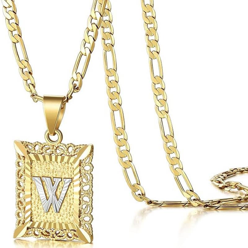 Collana dorata con lettera cava quadrata squisita - W - image 26