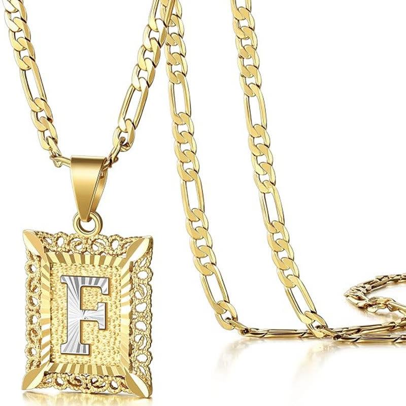 Collana dorata con lettera cava quadrata squisita - F - image 9