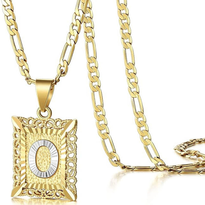 Collana dorata con lettera cava quadrata squisita - O - image 18