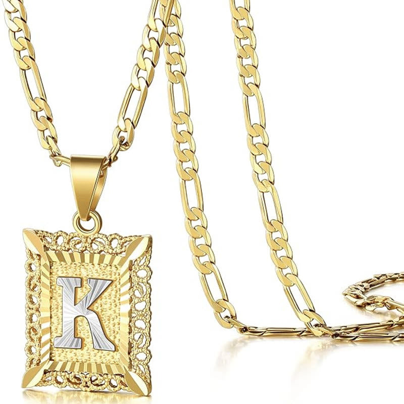 Collana dorata con lettera cava quadrata squisita - K - image 14