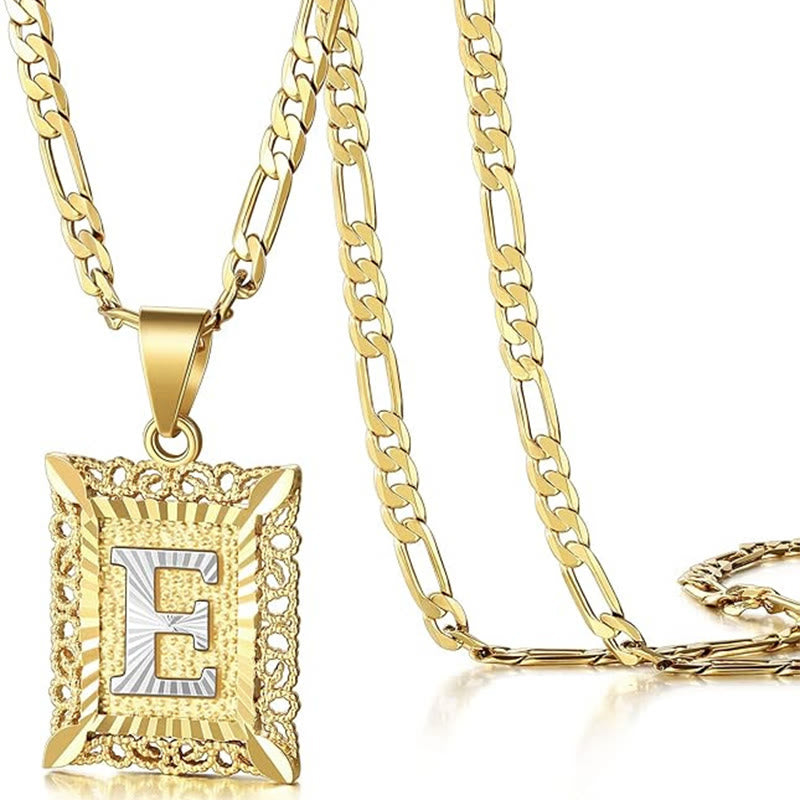 Collana dorata con lettera cava quadrata squisita - E - image 8