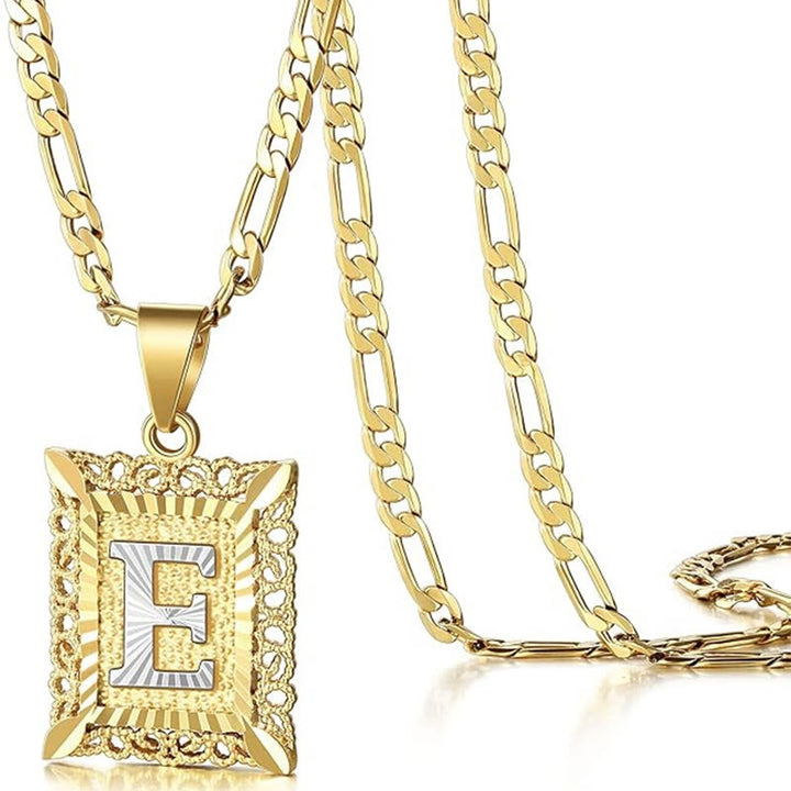 Collana dorata con lettera cava quadrata squisita - E - image 8