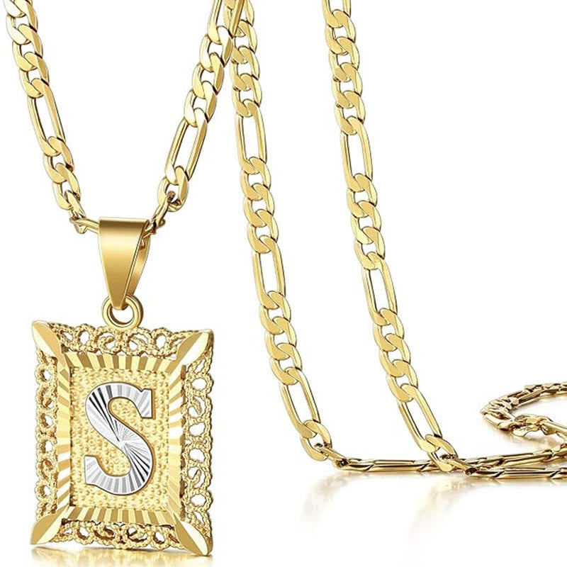 Collana dorata con lettera cava quadrata squisita - S - image 22