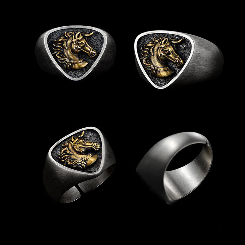 Anello vintage con testa di cavallo 3D in stile western - image 3