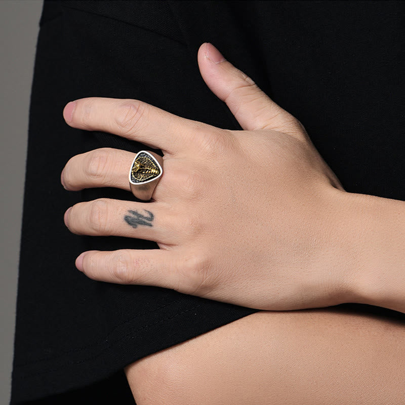 Anello con testa di serpente feroce in stile western retrò - image 2