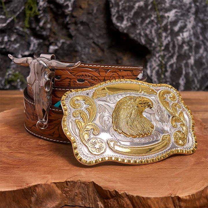 Set di ciondoli fai da te con fibbia per cintura a forma di testa d'aquila in oro e toro dalle corna lunghe - Testa d'aquila - Cintura di piume marroni - 40 - image 7