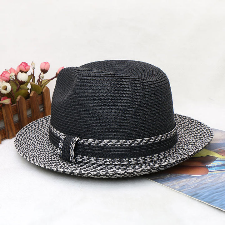 Cappello da cowboy intrecciato da uomo con design color block - image 1