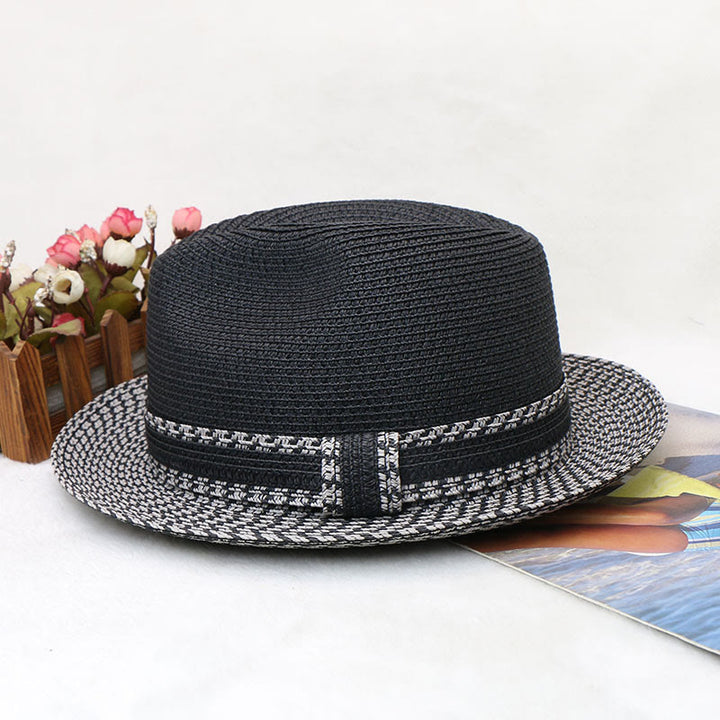 Cappello da cowboy intrecciato da uomo con design color block - image 2