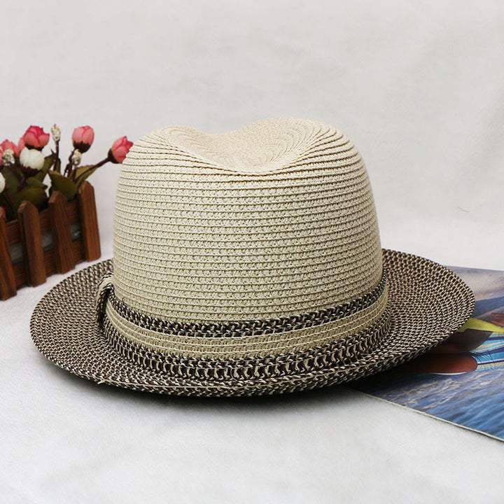 Cappello da cowboy intrecciato da uomo con design color block - image 7