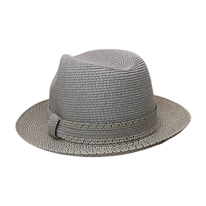 Cappello da cowboy intrecciato da uomo con design color block - Grigio - Regolabile (21 5/8"-22 7/8") - image 8