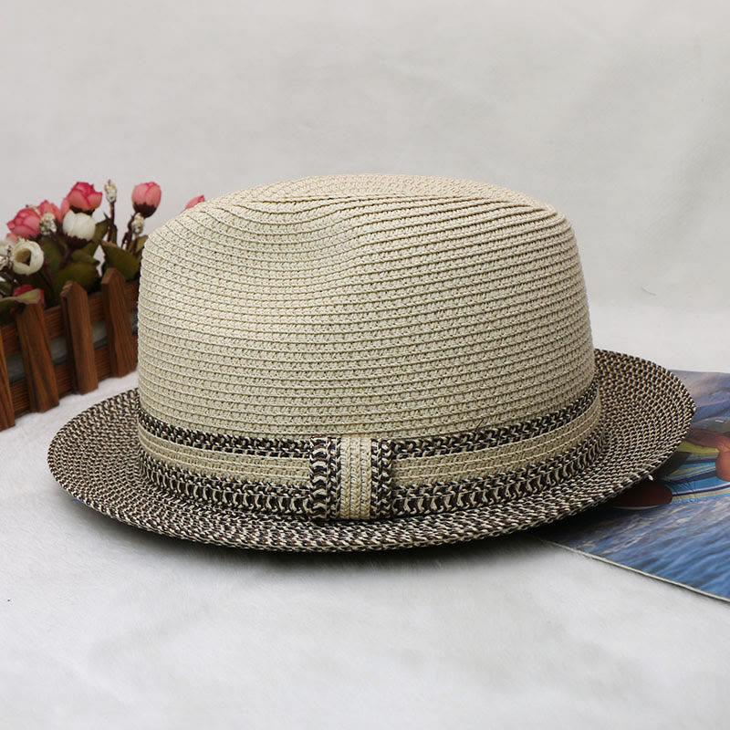 Cappello da cowboy intrecciato da uomo con design color block - image 6